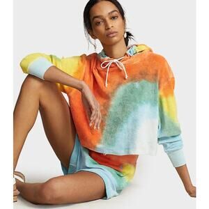 New Polo Ralph Lauren Tie Dye French Terry Cropped Bach Hoodie Woman Large $188